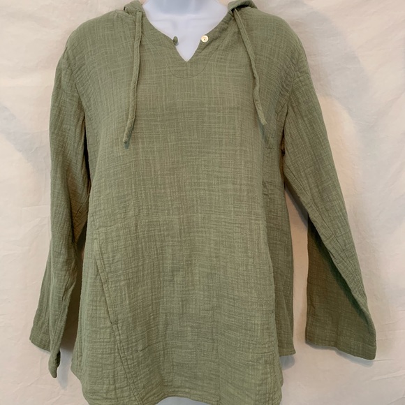 J. Jill Tops - Woven Cotton Hoodie  j Jill